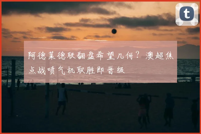 阿德莱德联翻盘希望几何？澳超焦点战喷气机取胜即晋级